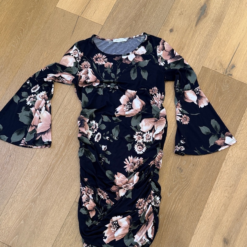 Floral Bell Sleeve Maternity Dress